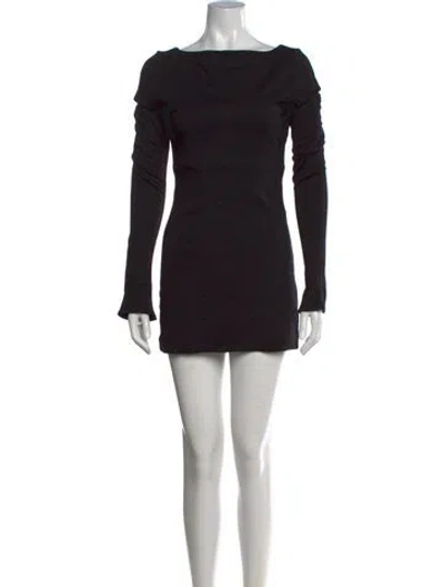 Pre-owned Danielle Guizio Bateau Neckline Mini Dress In Black