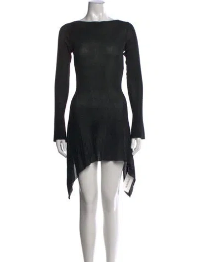 Pre-owned Danielle Guizio Bateau Neckline Mini Dress In Black