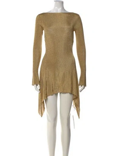 Pre-owned Danielle Guizio Bateau Neckline Mini Dress In Neutral