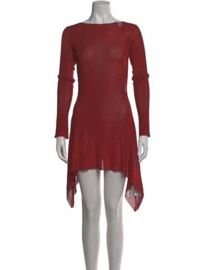 Pre-owned Danielle Guizio Bateau Neckline Mini Dress In Red