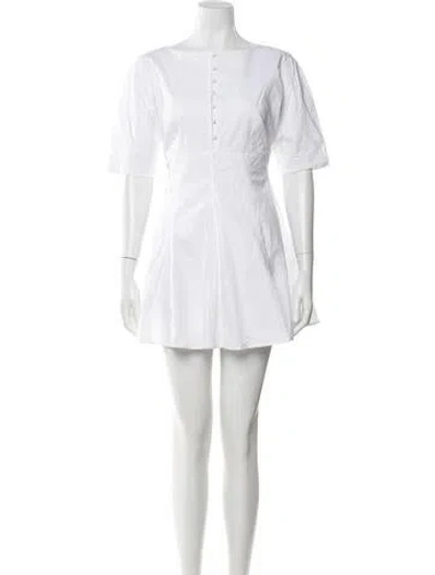 Pre-owned Danielle Guizio Bateau Neckline Mini Dress In White