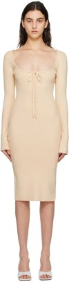 Danielle Guizio Beige Bow Midi Dress In Cream