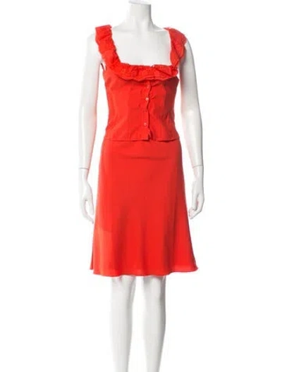 Pre-owned Danielle Guizio Bow Accents Skirt Set In Orange