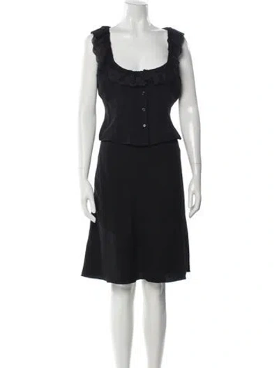Pre-owned Danielle Guizio Bow Accents Skirt Suit In Black