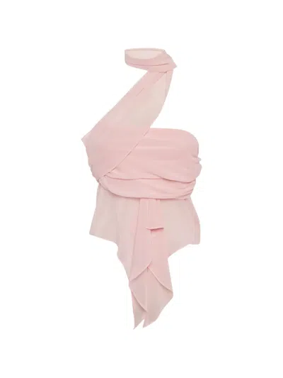 Pre-owned Danielle Guizio Chiffon Wrap Top In Pink