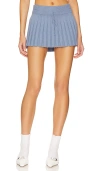Danielle Guizio Cielo Pleated Mini Skirt In Denim Blue