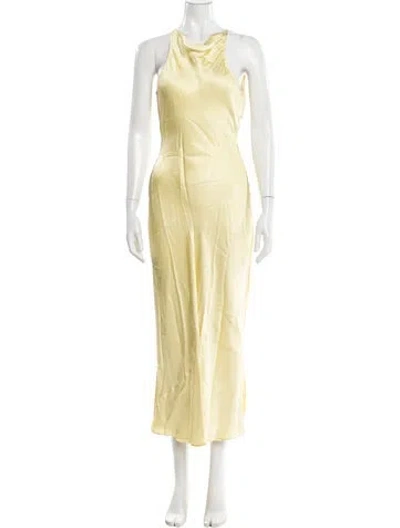 Pre-owned Danielle Guizio Cowl Neck Long Dress In Yellow