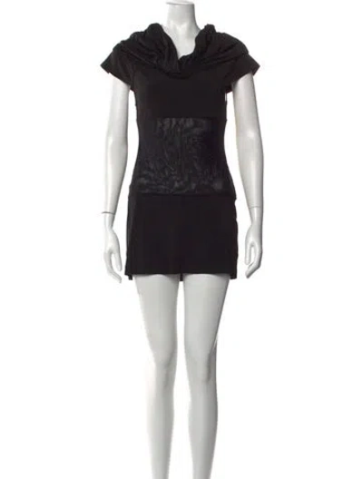 Pre-owned Danielle Guizio Cowl Neck Mini Dress In Black