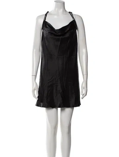 Pre-owned Danielle Guizio Cowl Neck Mini Dress In Black