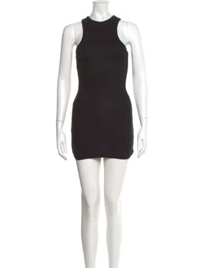 Pre-owned Danielle Guizio Crew Neck Mini Dress In Black