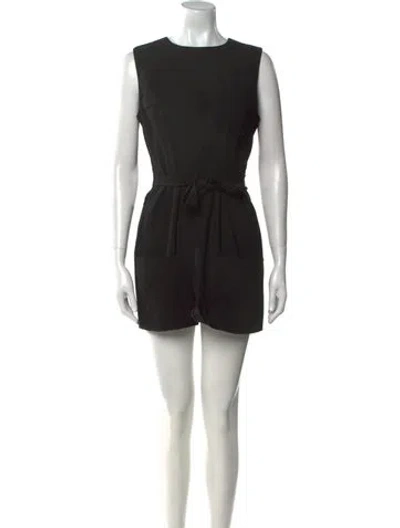 Pre-owned Danielle Guizio Crew Neck Mini Dress In Black