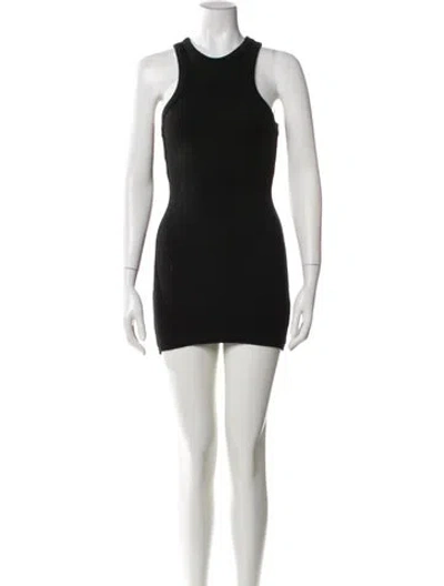 Pre-owned Danielle Guizio Crew Neck Mini Dress In Black