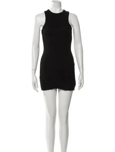 Pre-owned Danielle Guizio Crew Neck Mini Dress In Black