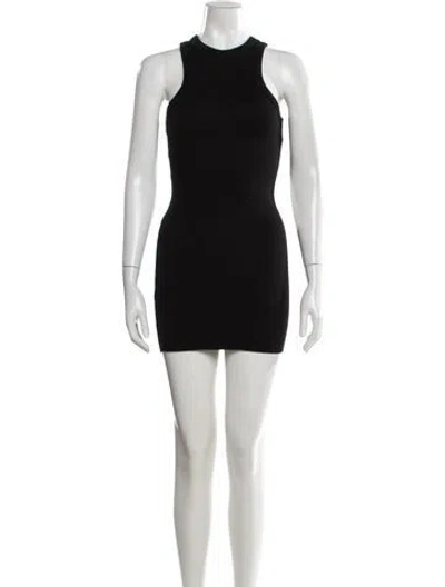 Pre-owned Danielle Guizio Crew Neck Mini Dress In Black