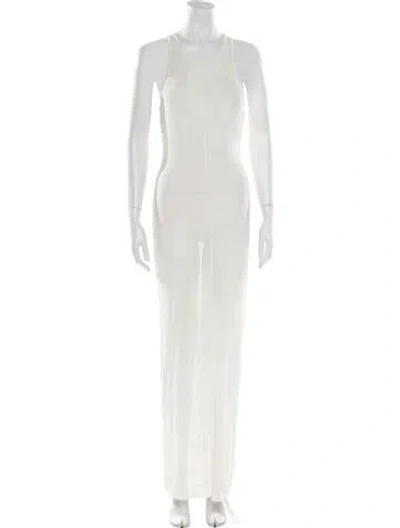 Pre-owned Danielle Guizio Crew Neck Mini Dress In Neutrals