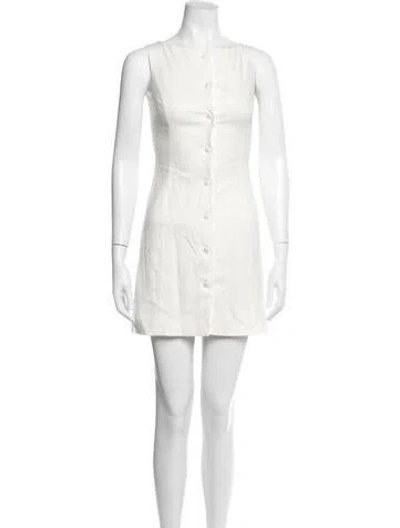 Pre-owned Danielle Guizio Crew Neck Mini Dress In Neutrals