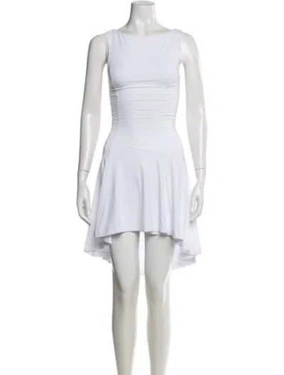 Pre-owned Danielle Guizio Crew Neck Mini Dress In White