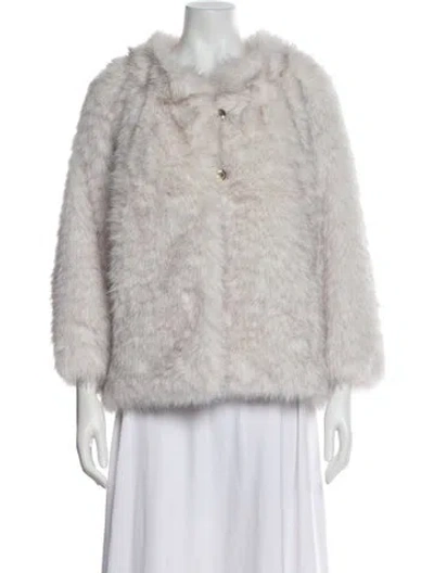 Pre-owned Danielle Guizio Faux Fur Coat In Neutral