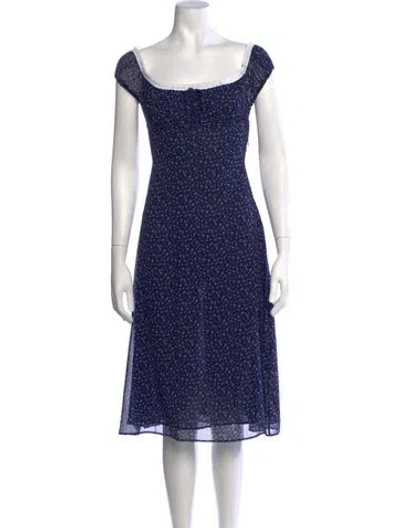 Pre-owned Danielle Guizio Floral Print Midi Length Dress In Blue