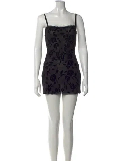 Pre-owned Danielle Guizio Floral Print Mini Dress In Black