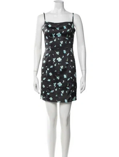 Pre-owned Danielle Guizio Floral Print Mini Dress In Black