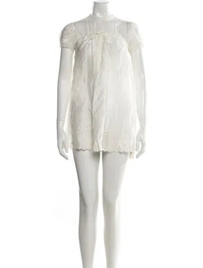 Pre-owned Danielle Guizio Floral Print Mini Dress In Neutral