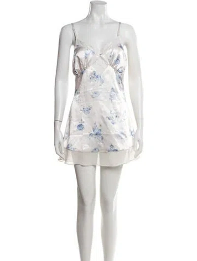 Pre-owned Danielle Guizio Floral Print Mini Dress In Neutrals