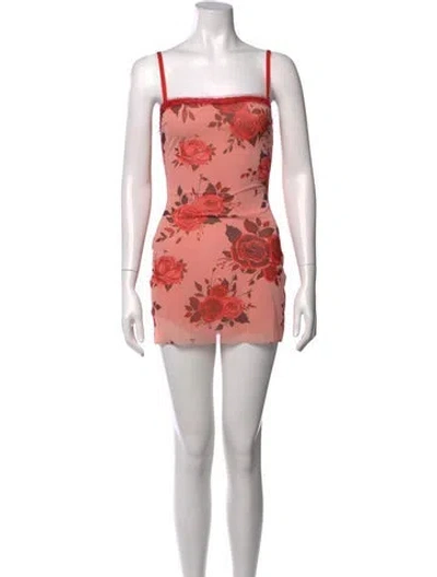 Pre-owned Danielle Guizio Floral Print Mini Dress In Pink