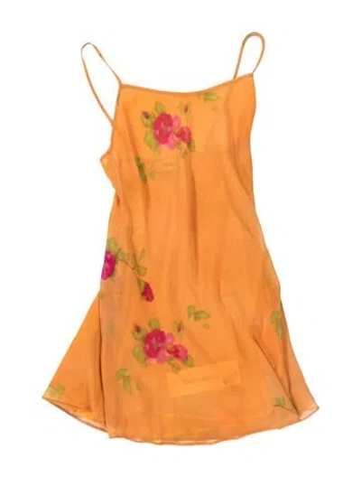 Pre-owned Danielle Guizio Floral Print Mini Dress W/ Tags In Orange/yellow