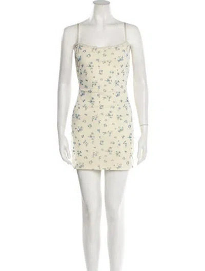 Pre-owned Danielle Guizio Floral Print Mini Dress W/ Tags In Yellow