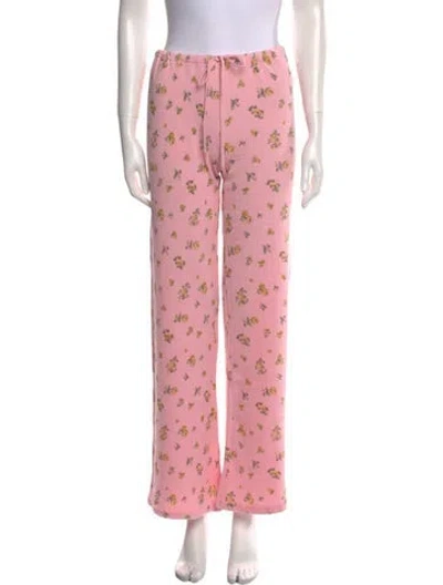 Pre-owned Danielle Guizio Floral Print Wide Leg Pants W/ Tags In Pink