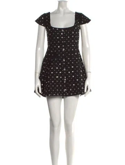 Pre-owned Danielle Guizio Graphic Print Mini Dress In Black