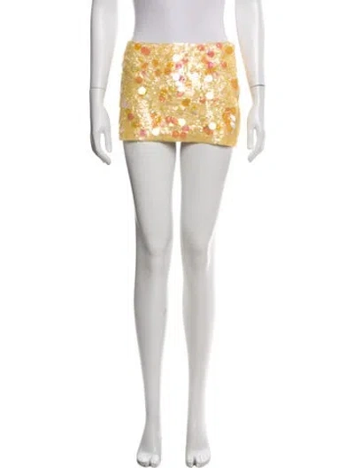 Pre-owned Danielle Guizio Graphic Print Mini Skirt W/ Tags In White