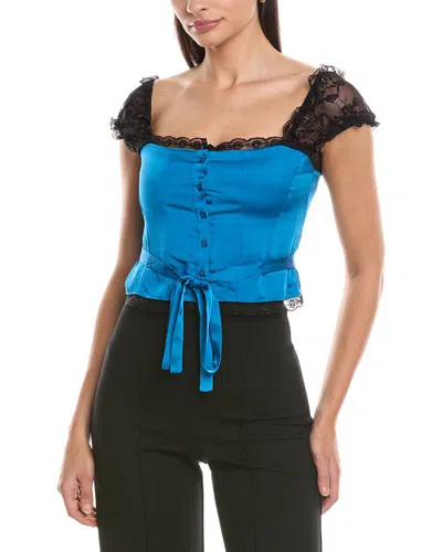 Danielle Guizio Guizio Kahli Lace Top In Blue