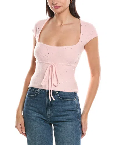 Danielle Guizio Guizio Miki Sequin Wool-blend Knit Top In Pink