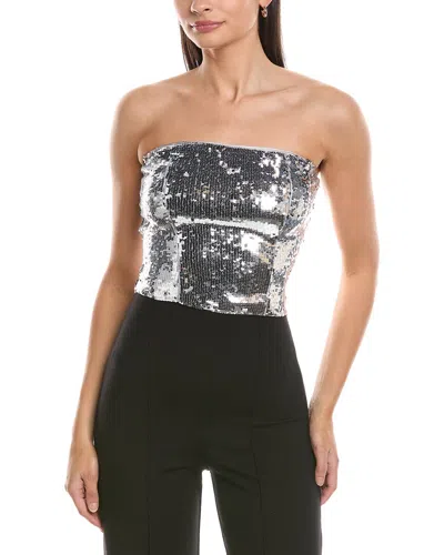 Danielle Guizio Guizio Sequin Tube Top In Silver
