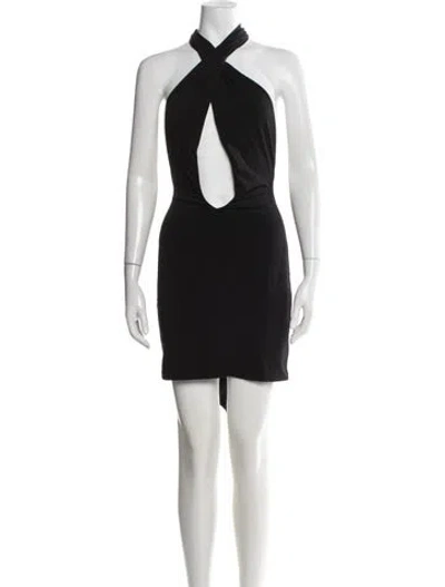 Pre-owned Danielle Guizio Halterneck Long Dress In Black