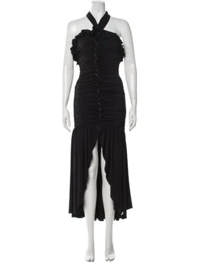 Pre-owned Danielle Guizio Halterneck Long Dress In Black