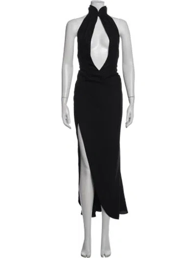 Pre-owned Danielle Guizio Halterneck Long Dress In Black