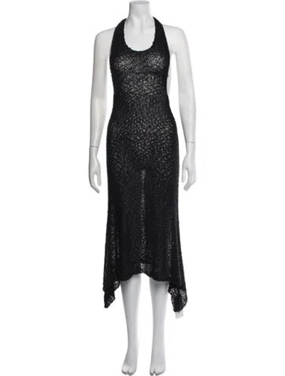 Pre-owned Danielle Guizio Halterneck Long Dress In Black