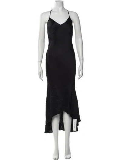 Pre-owned Danielle Guizio Halterneck Midi Length Dress In Black