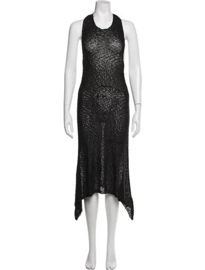 Pre-owned Danielle Guizio Halterneck Midi Length Dress In Black