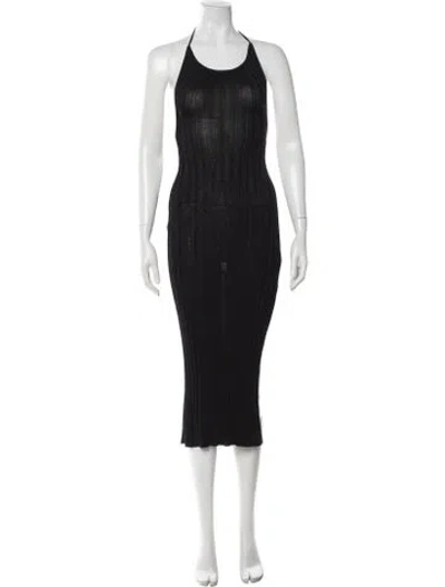 Pre-owned Danielle Guizio Halterneck Midi Length Dress In Black