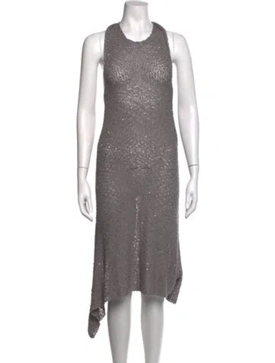 Pre-owned Danielle Guizio Halterneck Midi Length Dress In Grey