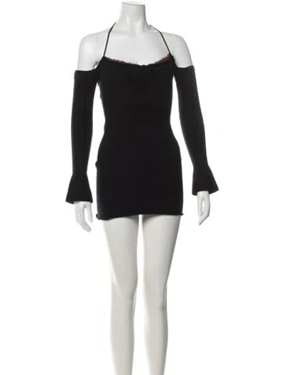 Pre-owned Danielle Guizio Halterneck Mini Dress In Black