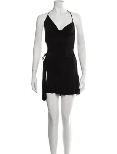 Pre-owned Danielle Guizio Halterneck Mini Dress In Black