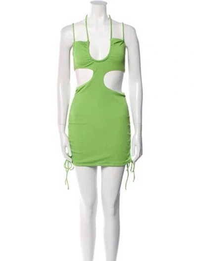 Pre-owned Danielle Guizio Halterneck Mini Dress In Green