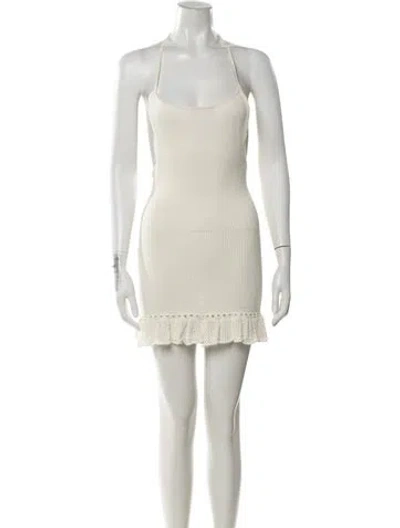 Pre-owned Danielle Guizio Halterneck Mini Dress In Neutral