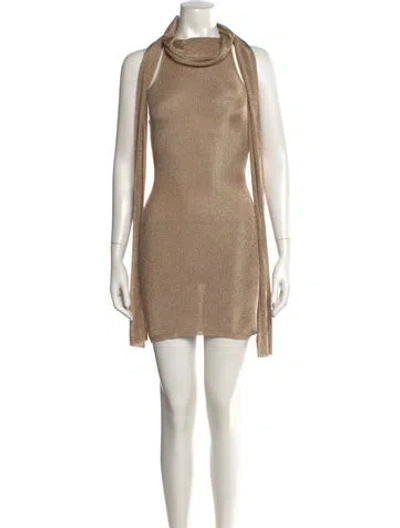 Pre-owned Danielle Guizio Halterneck Mini Dress In Neutral