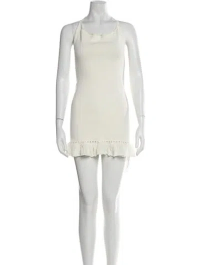 Pre-owned Danielle Guizio Halterneck Mini Dress In Neutral